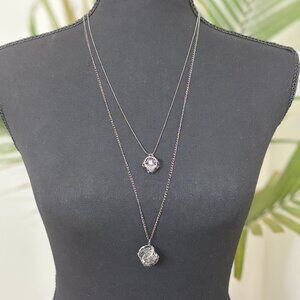 *NEW* Double Strand Small Flower Cage Faux Diamond Long Body Necklace
